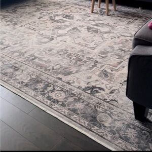 Ruggable Rug and Pad System - Elegant Gray and Cream Area Rug